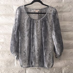 Belle Du Jour snakeskin print sheer blouse